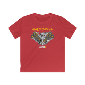 Quad Cam V8 | Kids Automotive T-shirt