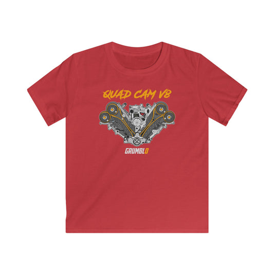 Quad Cam V8 | Kids Automotive T-shirt