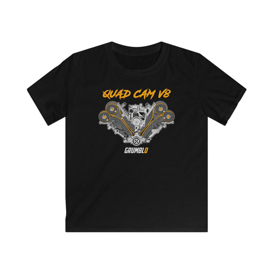 Quad Cam V8 | Kids Automotive T-shirt